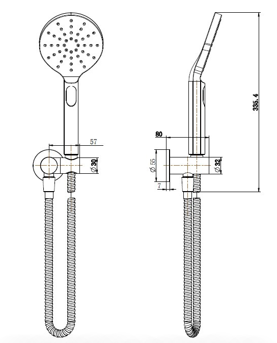 Hot Sale! Matte Black Cora Round Wall - Mounted Hand Shower with Outlet Bracket