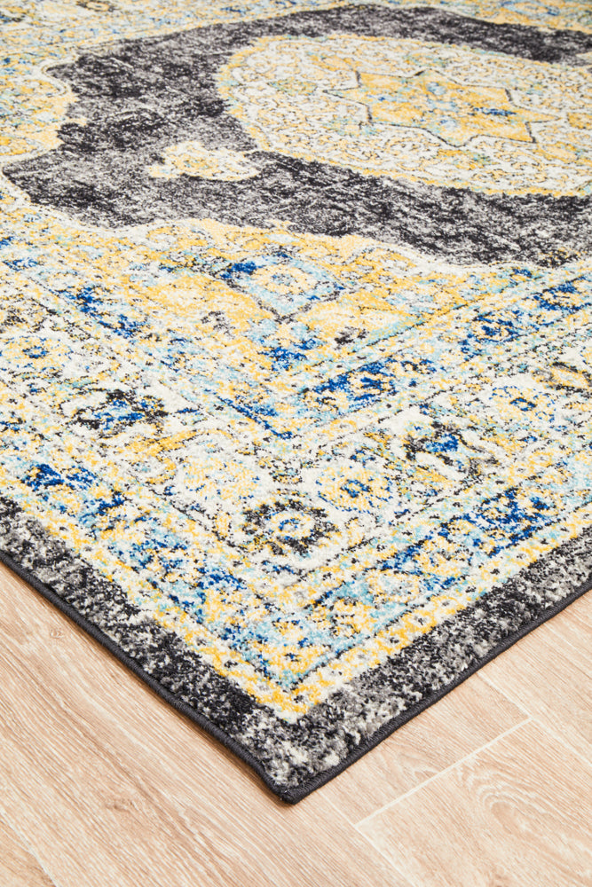 Century 955 Round Charcoal Rug with Turkish-Inspired Design