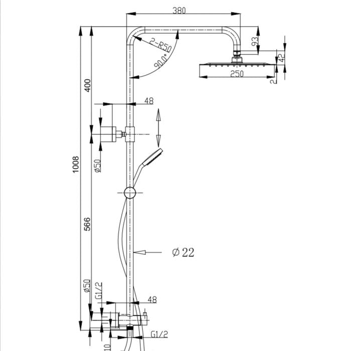 Hot Deal: PAVIA 200mm Chrome Twin Shower on Rail with Bottom Inlet