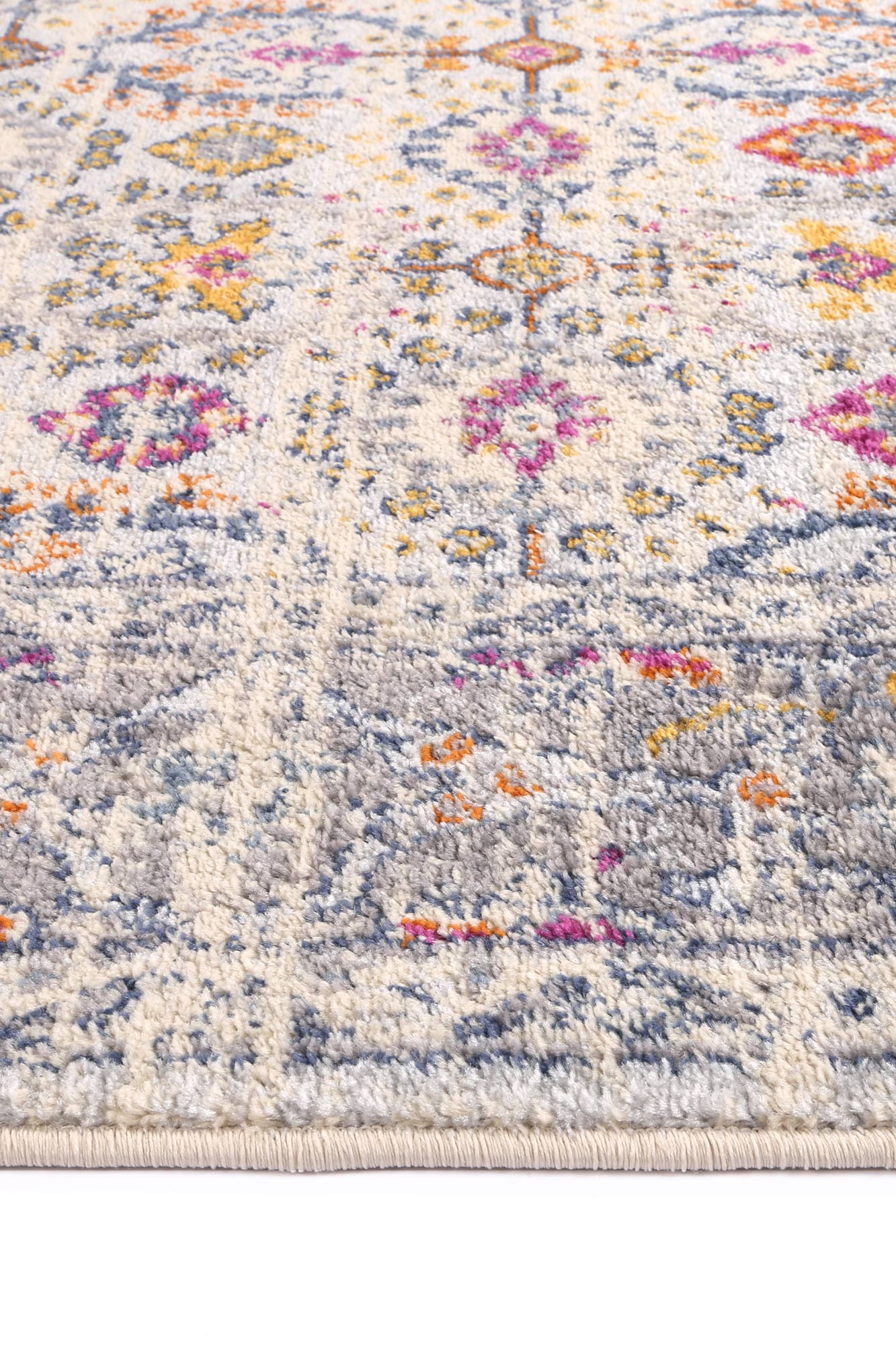Palermo Nerium Durable Power - Loomed Cream Rug with Traditional Sunset Colors
