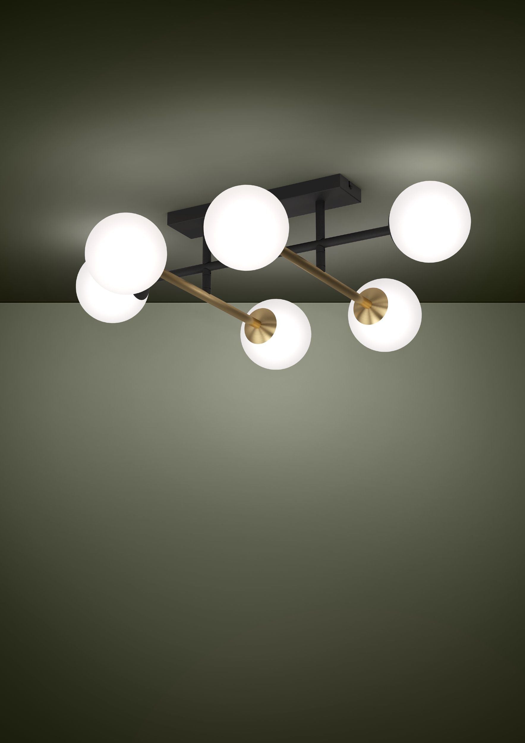 6x40W Brushed Brass PAZ Modern Ceiling Light for Kitchens and Living Rooms