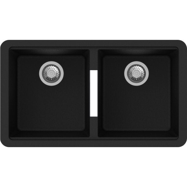 CARYSIL CGDB Black Granite Double Under Mount Kitchen Sink - Lifetime Warranty! 824x481mm