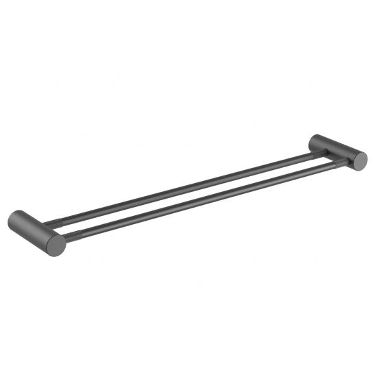 Hot Sale! 600mm CADDENCE Series Double Towel Rail in Brushed Gun Metal Grey