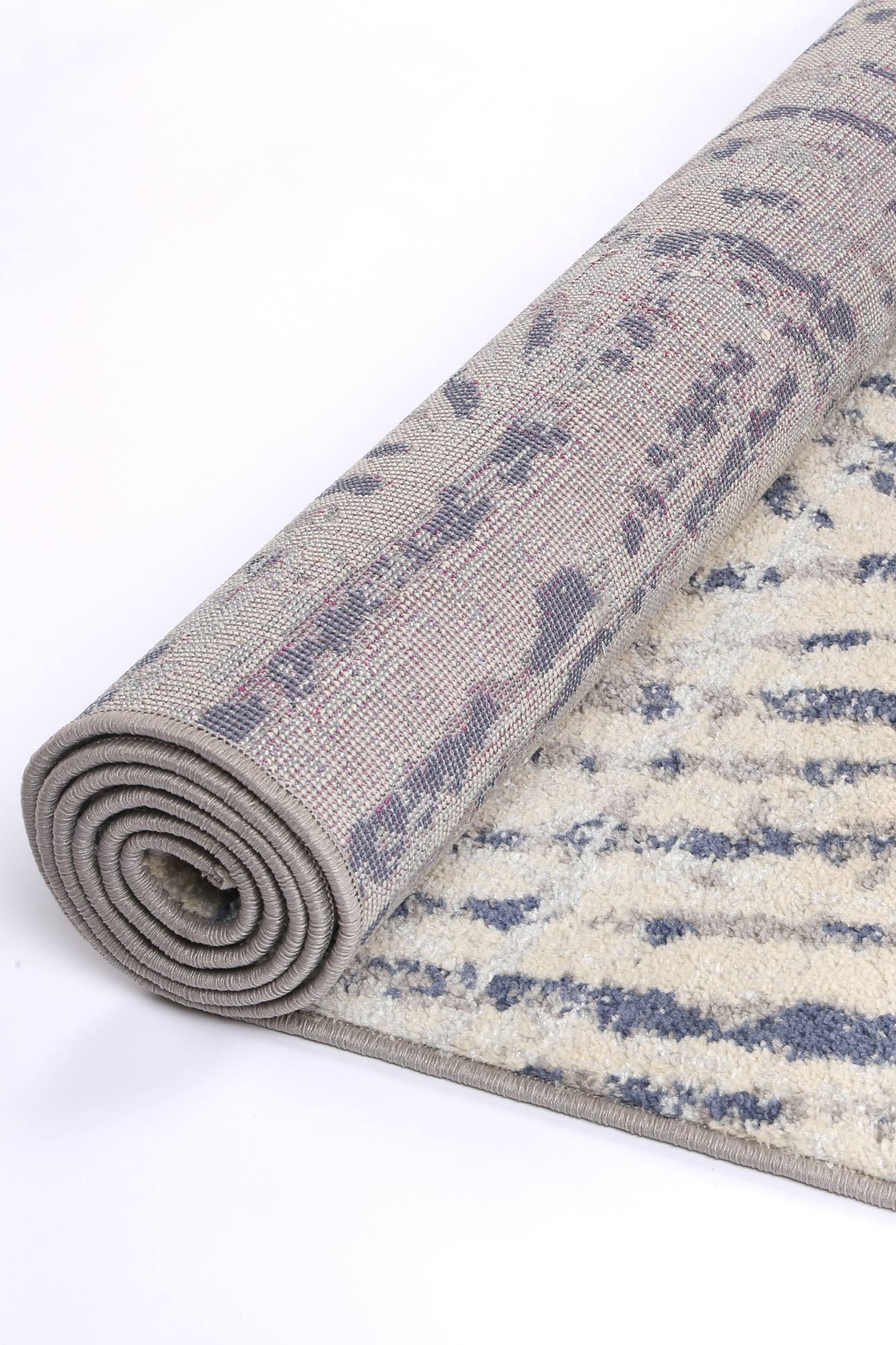 Palermo Vallo Durable Grey Blue Power Loomed Rug for Home Decor