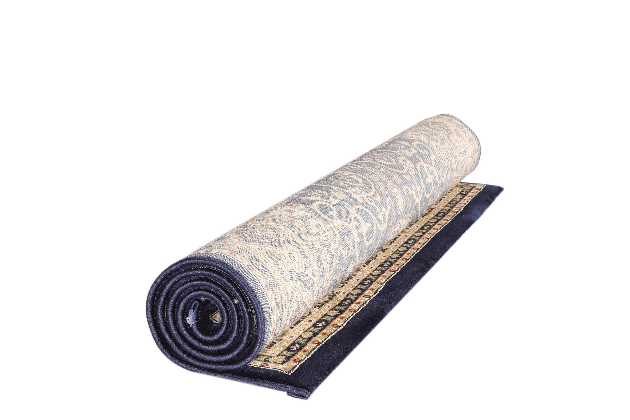 Limited - Time Offer! Exquisite Navy Blue Bordered Traditional Flower - Patterned Floor Rug