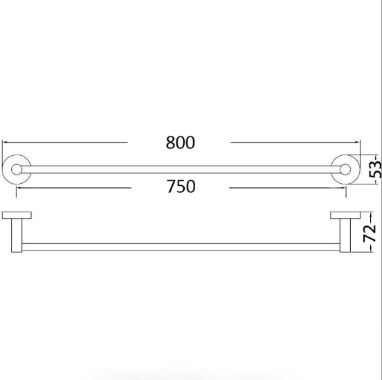 Otus 750mm Matte Black Single Round Towel Rail - 7-Year Warranty