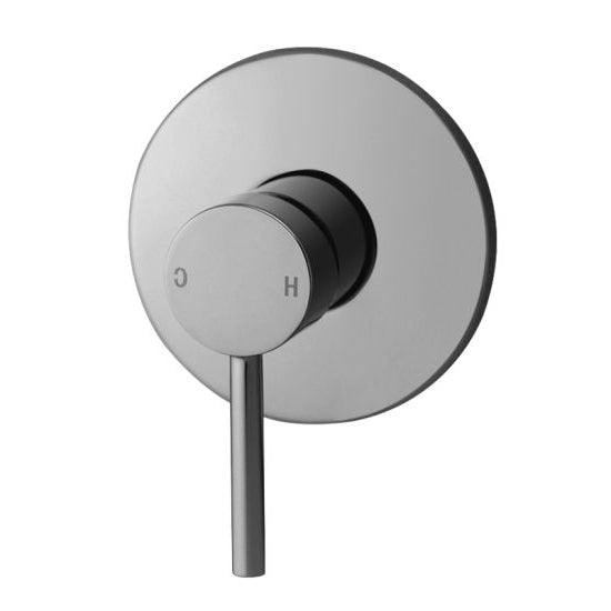 Brushed Nickel Pentro Round Wall - Mounted Shower Mixer