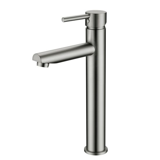 Elegant Tall Bathroom Basin Mixer in Brushed Nickel Finish