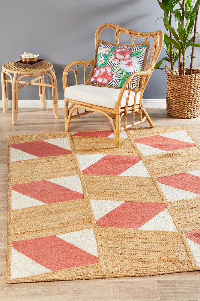 Exquisite Parade 111 Coral Jute-Cotton Handmade Rug