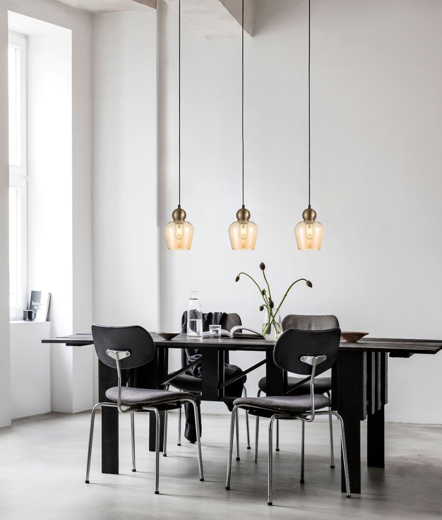 Exclusive CHAMPAN Interior Ellipse Pendant Lights in Bronze Amber/Black Smoke Glass