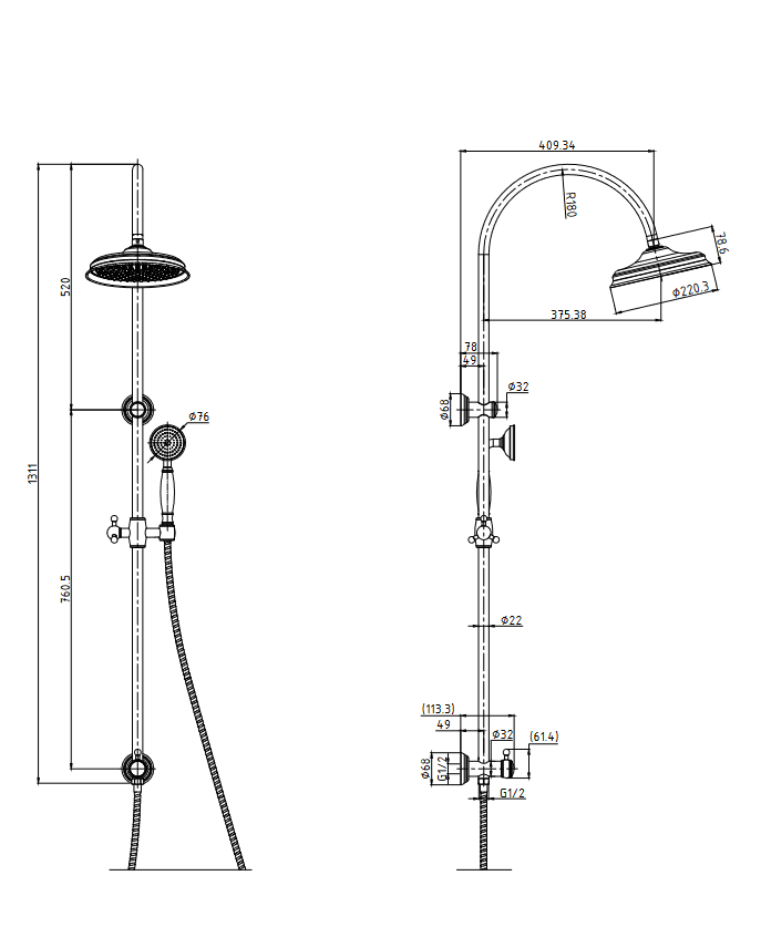 Hot Sale! Chrome Clasico Shower Set Combo