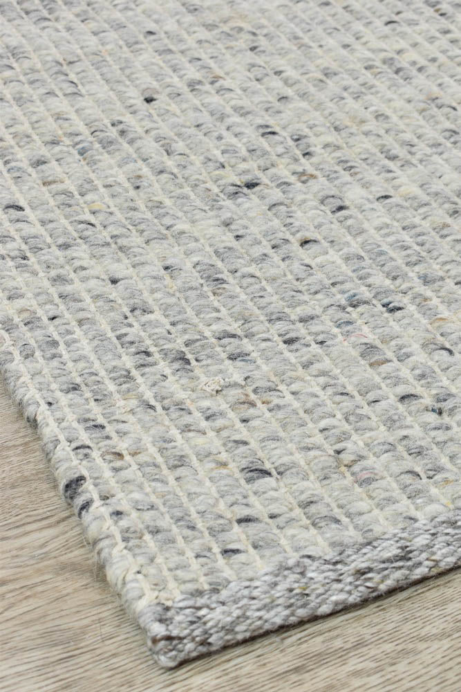 Luxurious Parko Ivory Grey Wool and Viscose Hand - Woven Rug