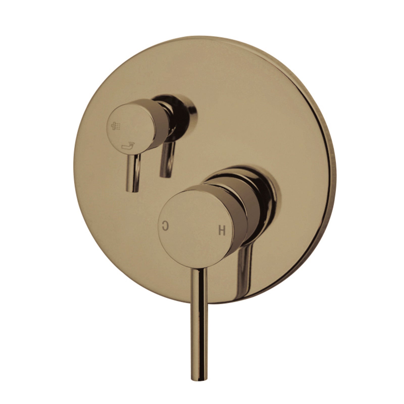 Hot Deal! Pentro Round Wall - Mounted Brushed Yellow Gold Shower Diverter Mixer Tap