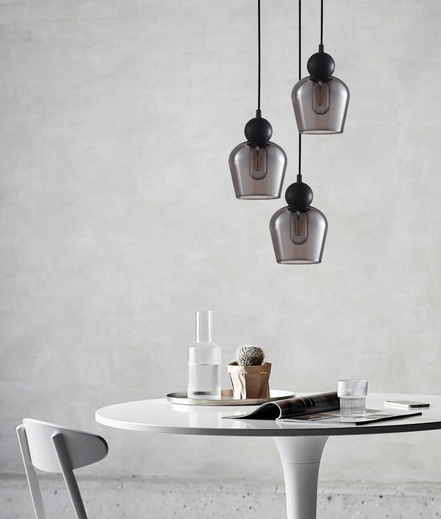 Exclusive CHAMPAN Interior Ellipse Pendant Lights in Bronze Amber/Black Smoke Glass