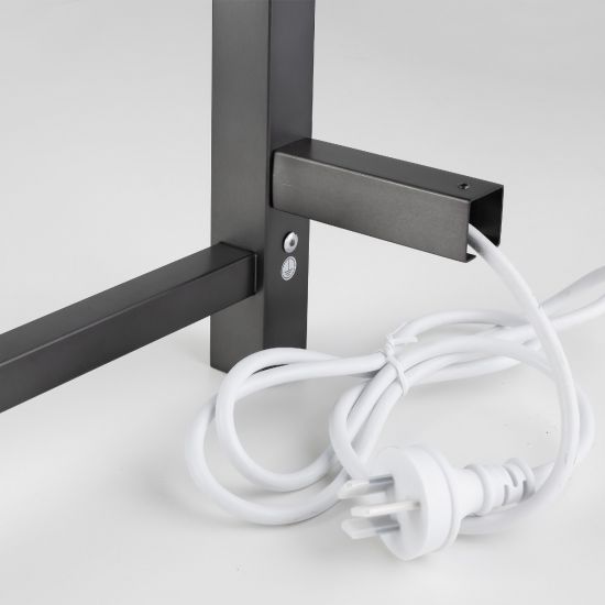 6-Bar Square Electric Heated Towel Rack in Brushed Gun Metal Grey
