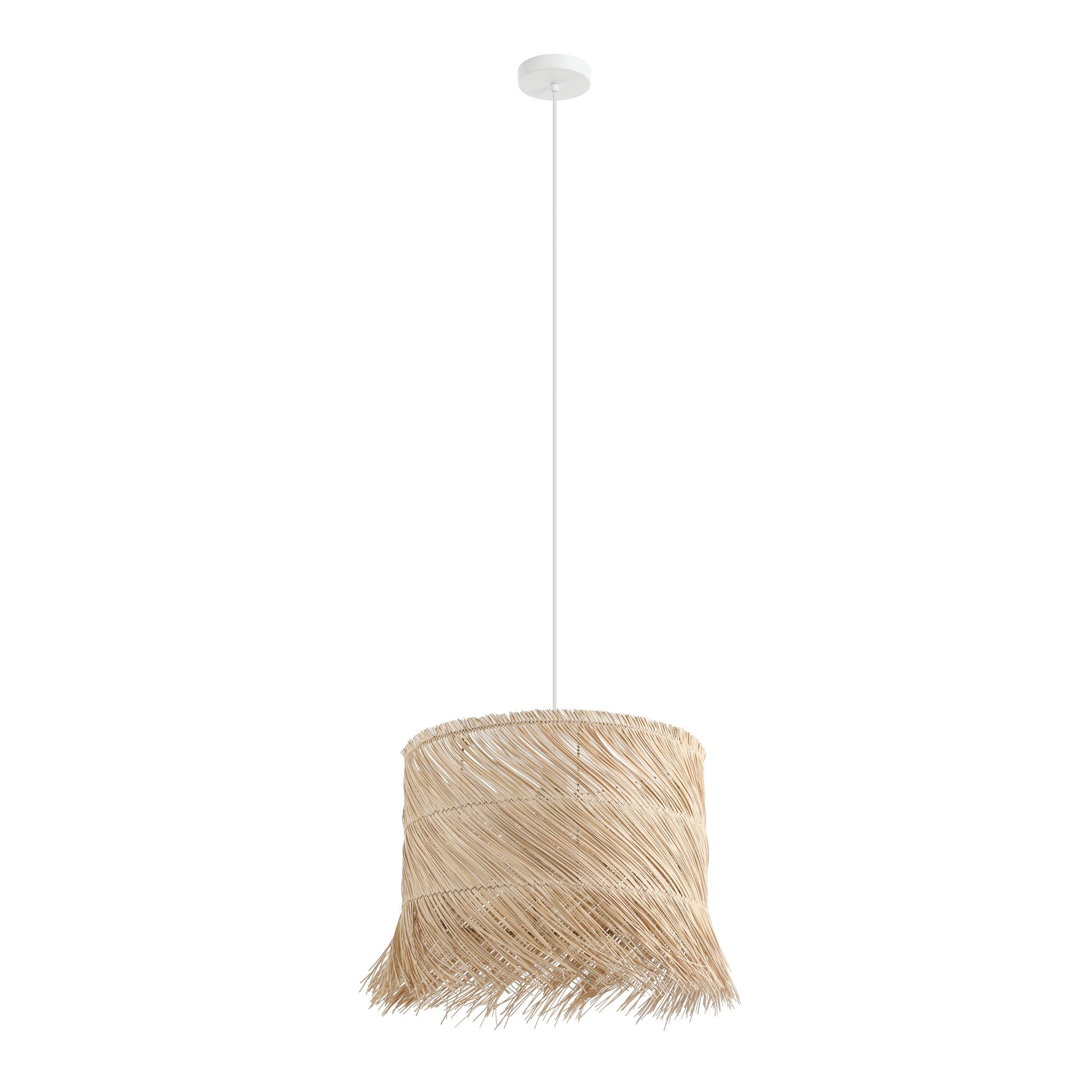 Rustic PAISANO Natural Rattan and White Metal Pendant Light