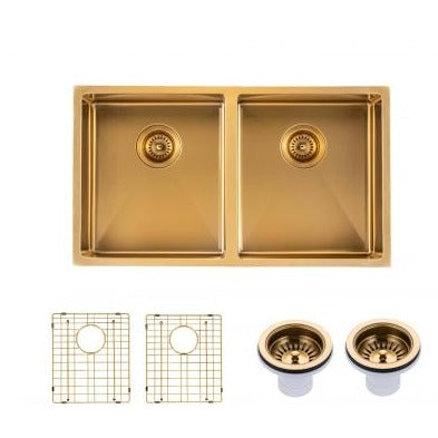 Hot Deal! 1.2mm Brushed Gold Kitchen Sink Set 820x457x230mm