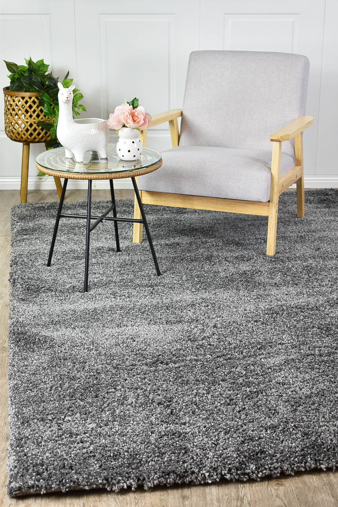 Stylish Palma Anthracite Polypropylene Rug with Soft and Dense Pile