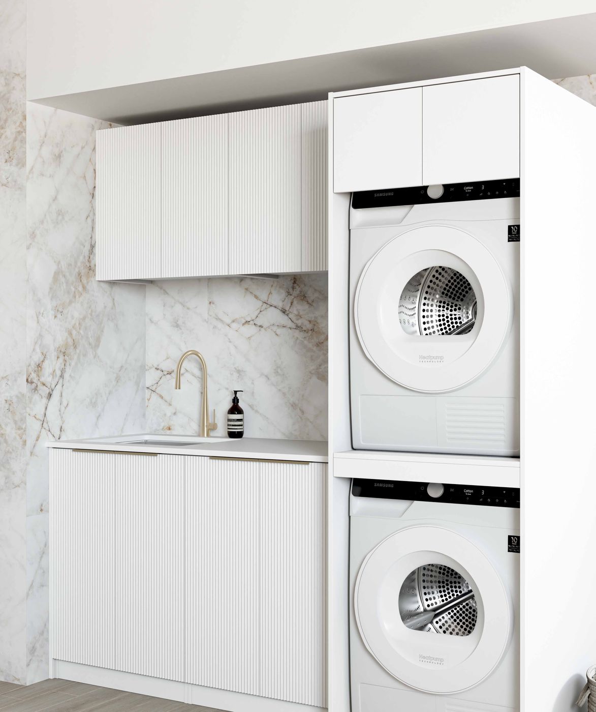 1960x600x2100mm BURLEIGH White Stone Top Laundry Cabinet Set (Style C)