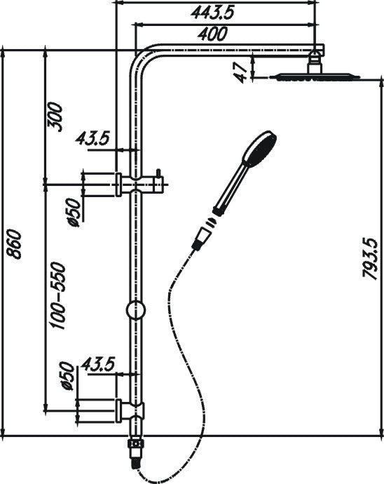 Hot Deal! Chris Chrome Shower System with Rail