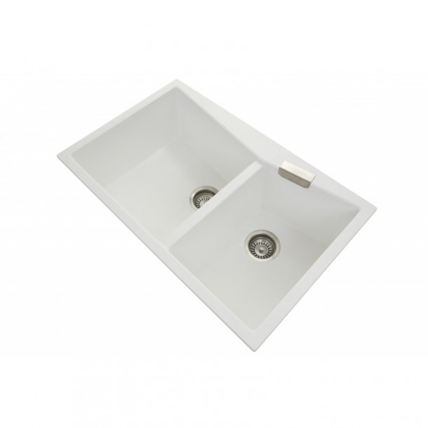 Hot Deal! Carysil White Granite Double Kitchen Sink, 800x500mm with Lifetime Warranty