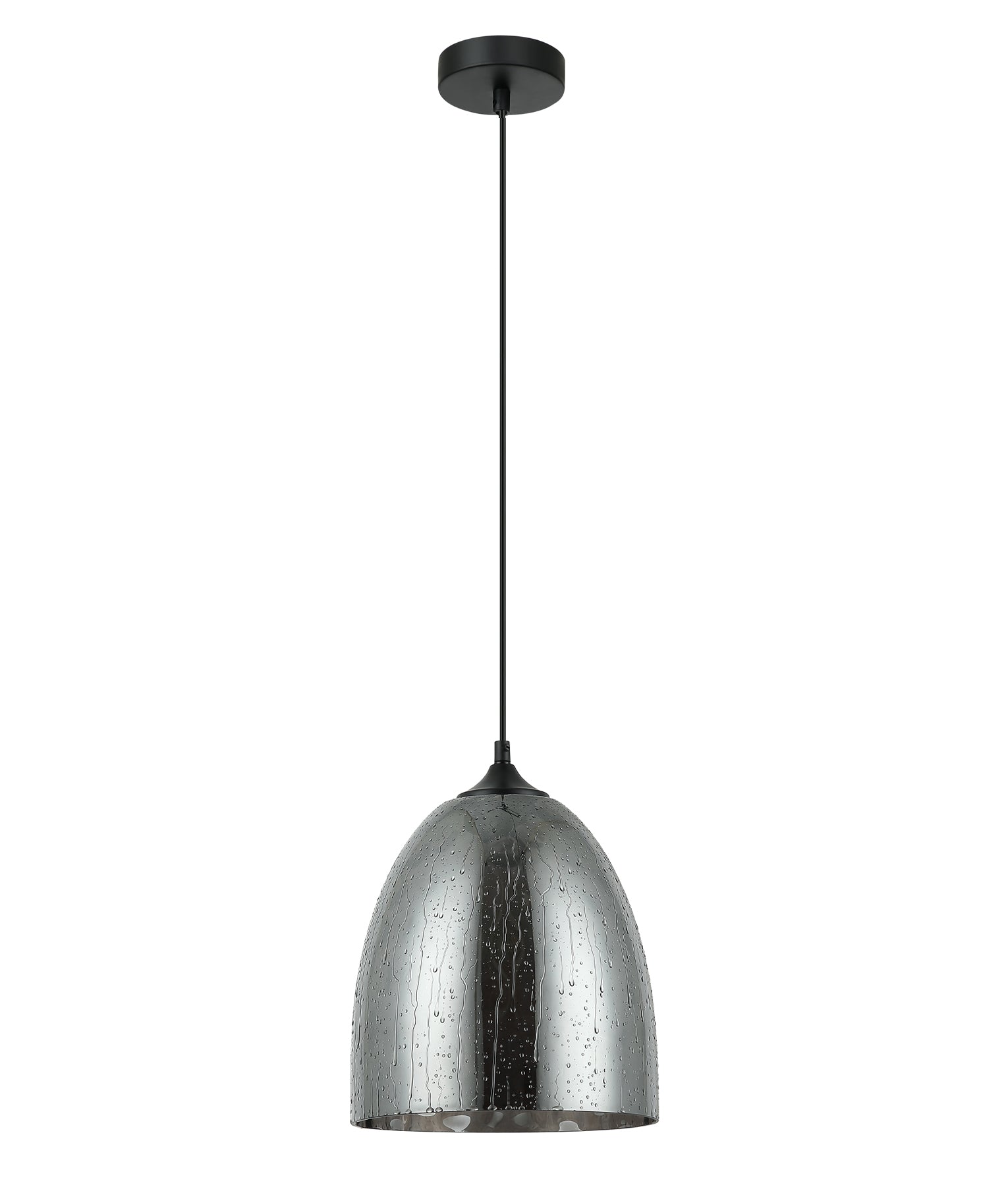 Smoke Black Ellipse Glass Pendant Light with Rain Drop Effect