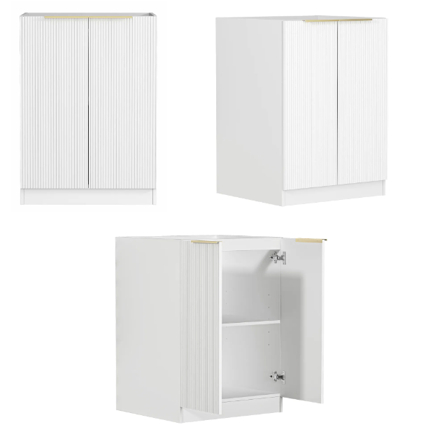 Hot Deal! BURLEIGH Mini White Laundry Cabinet Set with Stone Top (Style B)
