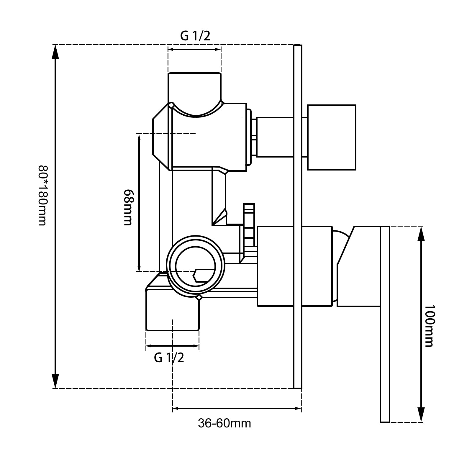Chrome Celia Square Shower Mixer with Diverter for Modern Bathrooms