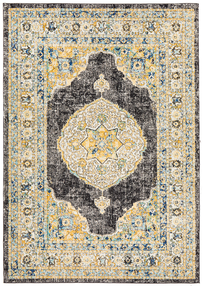 Century 955 Round Charcoal Rug with Turkish-Inspired Design