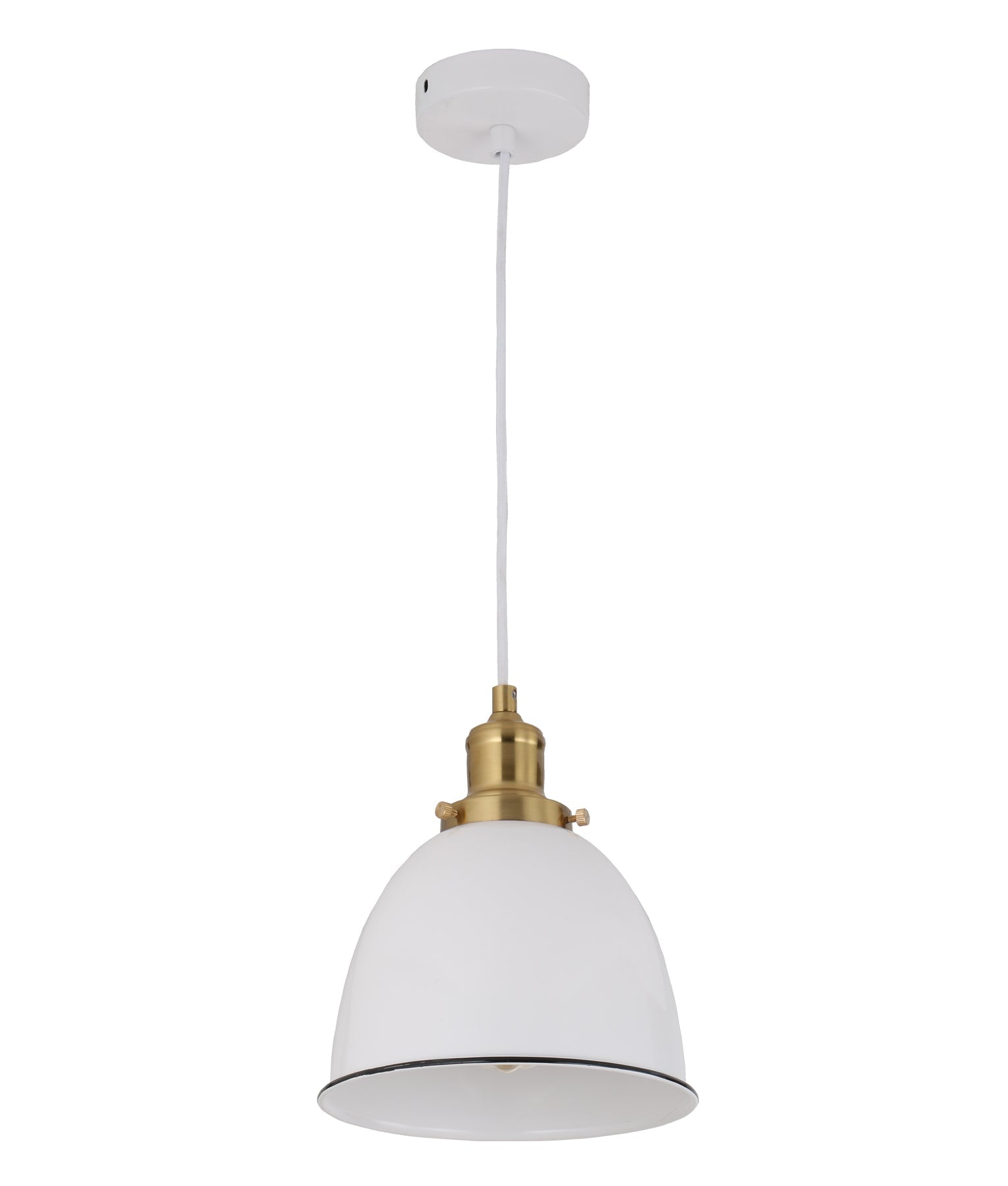 CEREMA: Elegant Interior Ellipse Pendant Light in White with Antique Brass & Black Highlights