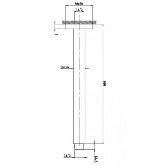 Hot Sale! 400mm Cavallo Chrome-Plated Square Ceiling Shower Arm for Easy Installation