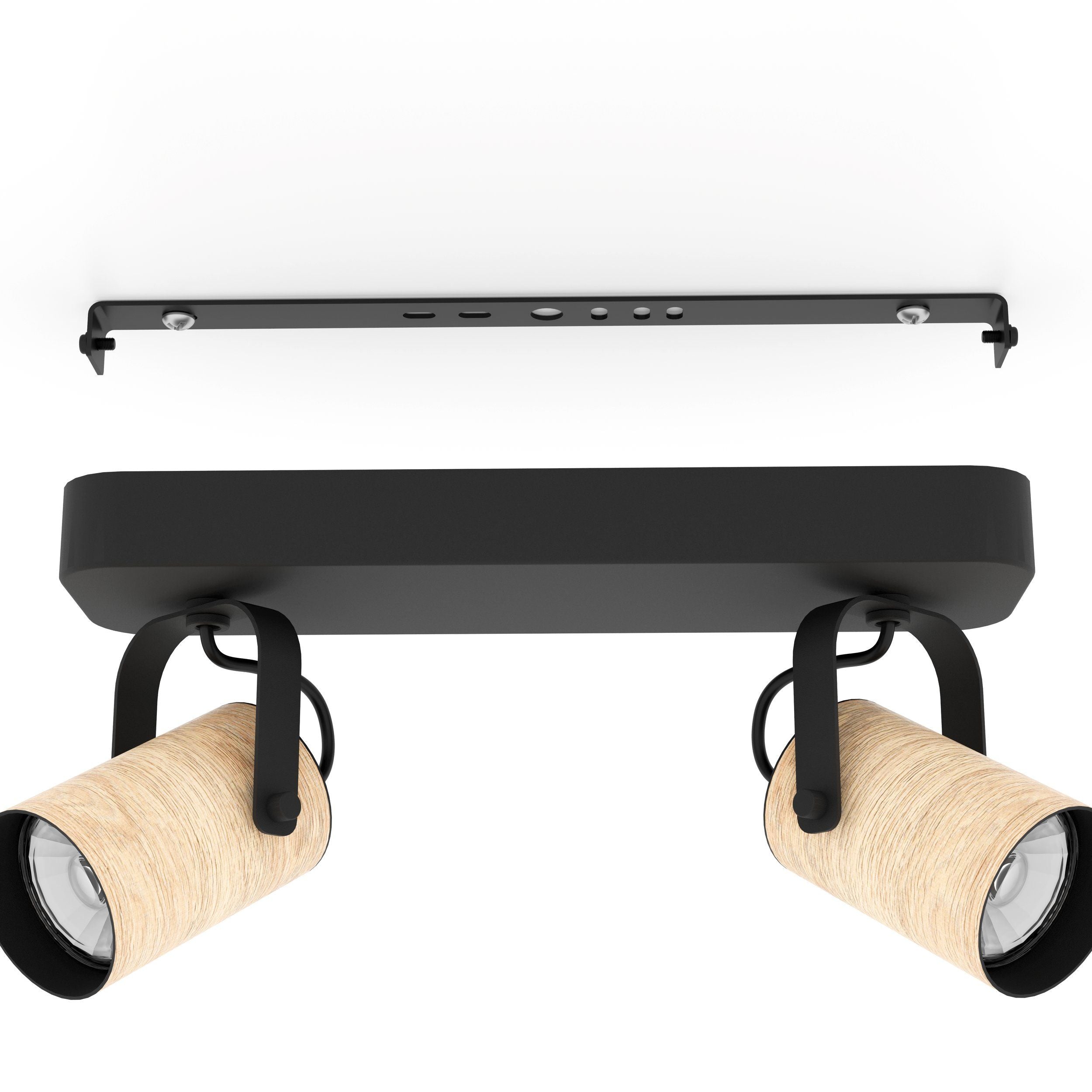 Black Steel and Brown Wood CAYUCA Directional Spotlight