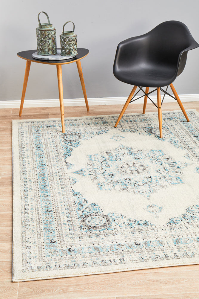 Elegant Century 922 Off - White Rug with Floral Design