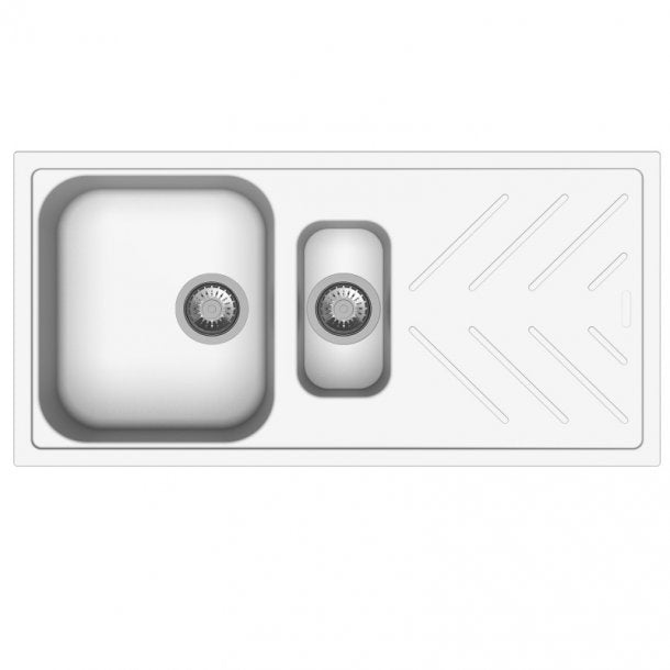 Get Your Carysil Beethoven White Granite Kitchen Sink with Drainboard, 1000x500mm