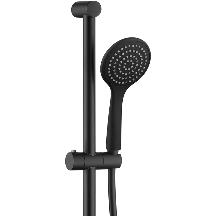 Hot Deal! PAVIA Matte Black Shower Rail Set with Round Handheld Shower