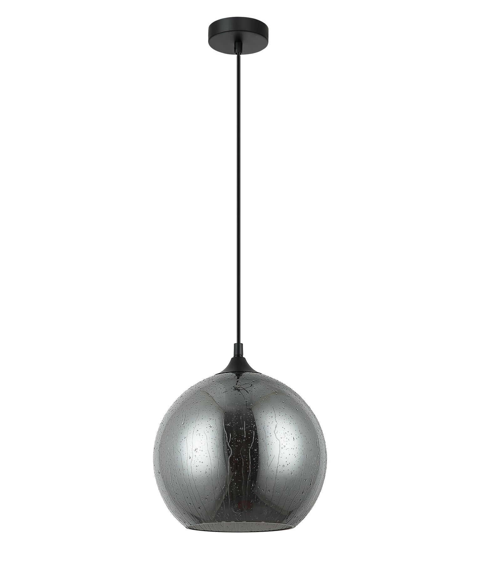 CHUVA: Rain Drop Effect Smoke Black Glass Wine Glass-Style Pendant Light