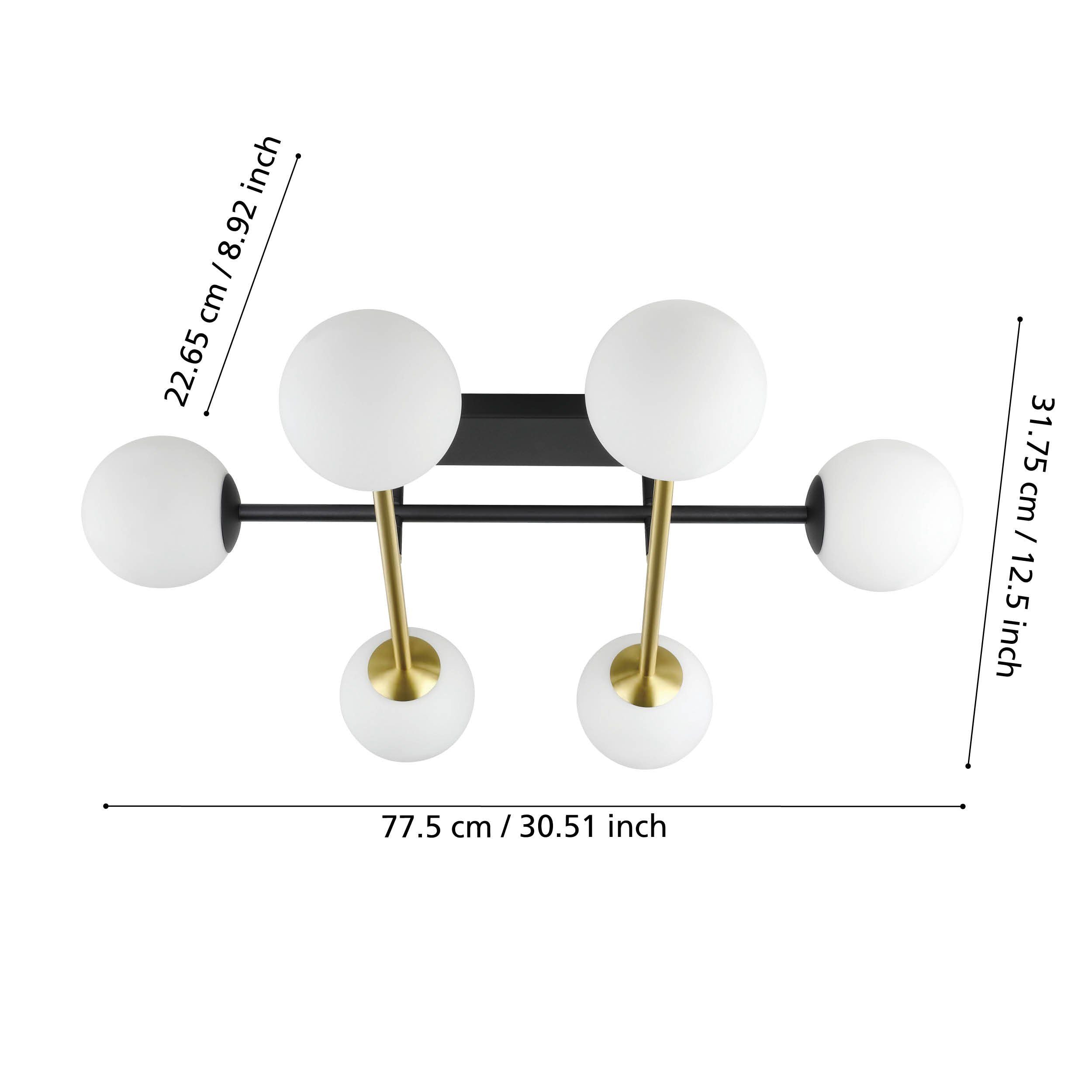 6x40W Brushed Brass PAZ Modern Ceiling Light for Kitchens and Living Rooms