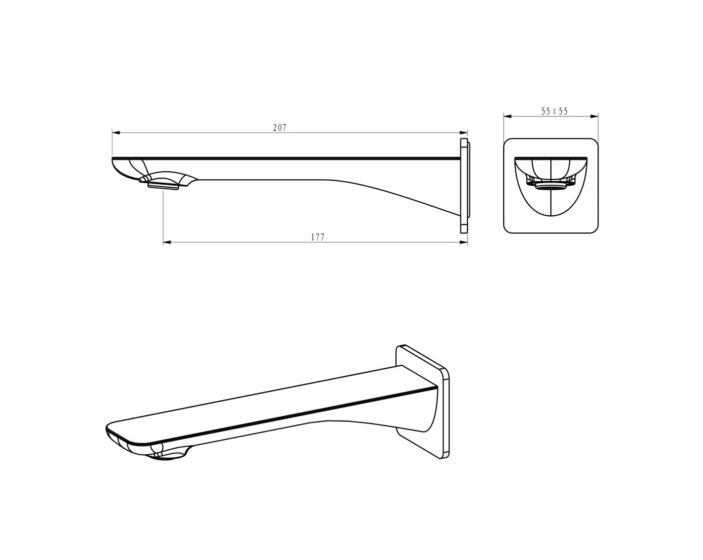 Matte Black Electroplated PVD Durable Oskar Bath Spout