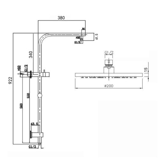 Hot Sale! 250mm Matte Black Round Handheld Shower Station for Modern Bathrooms
