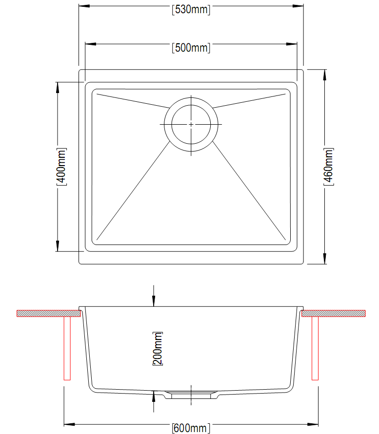 CARYSIL White Single Bowl Granite Sink (530 x 460 x 200mm) with Multiple Mounting Options