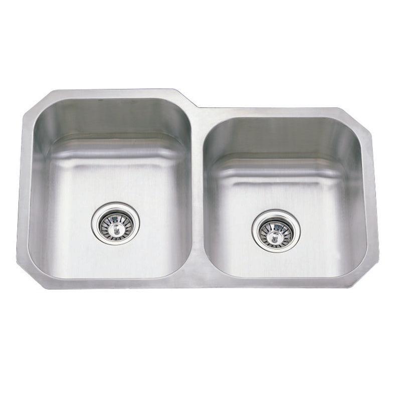 Chrome Cora Double Bowl Undermount Sink, 808 x 490mm