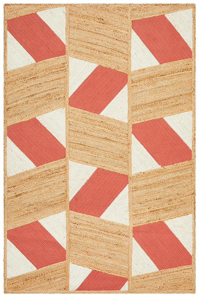 Exquisite Parade 111 Coral Jute-Cotton Handmade Rug