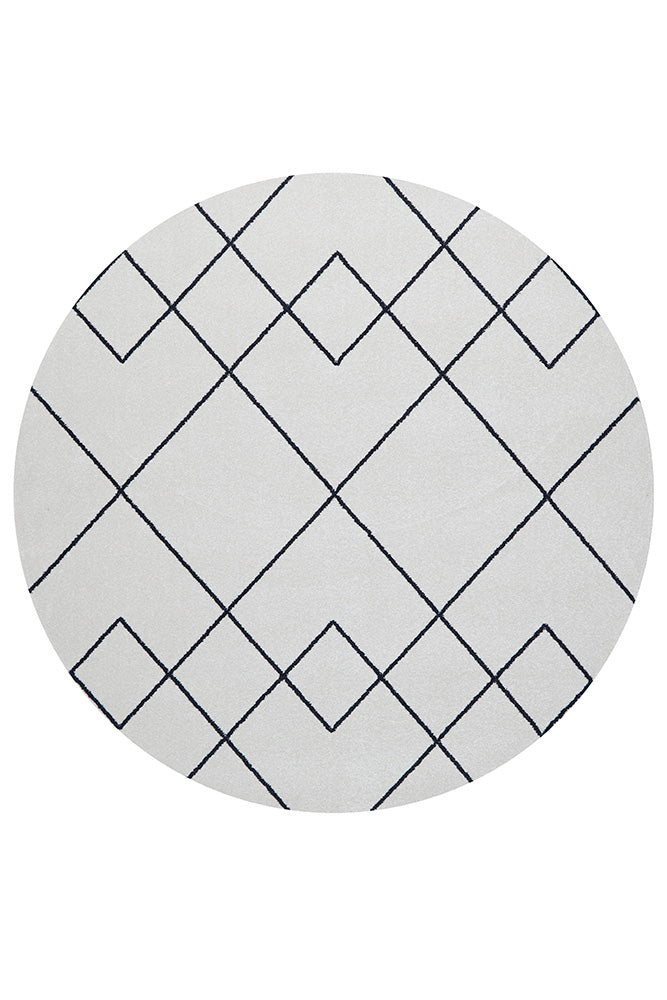 Paradise Diego Round Rug with 10mm Power Loomed Pile and Modern Diamond Pattern
