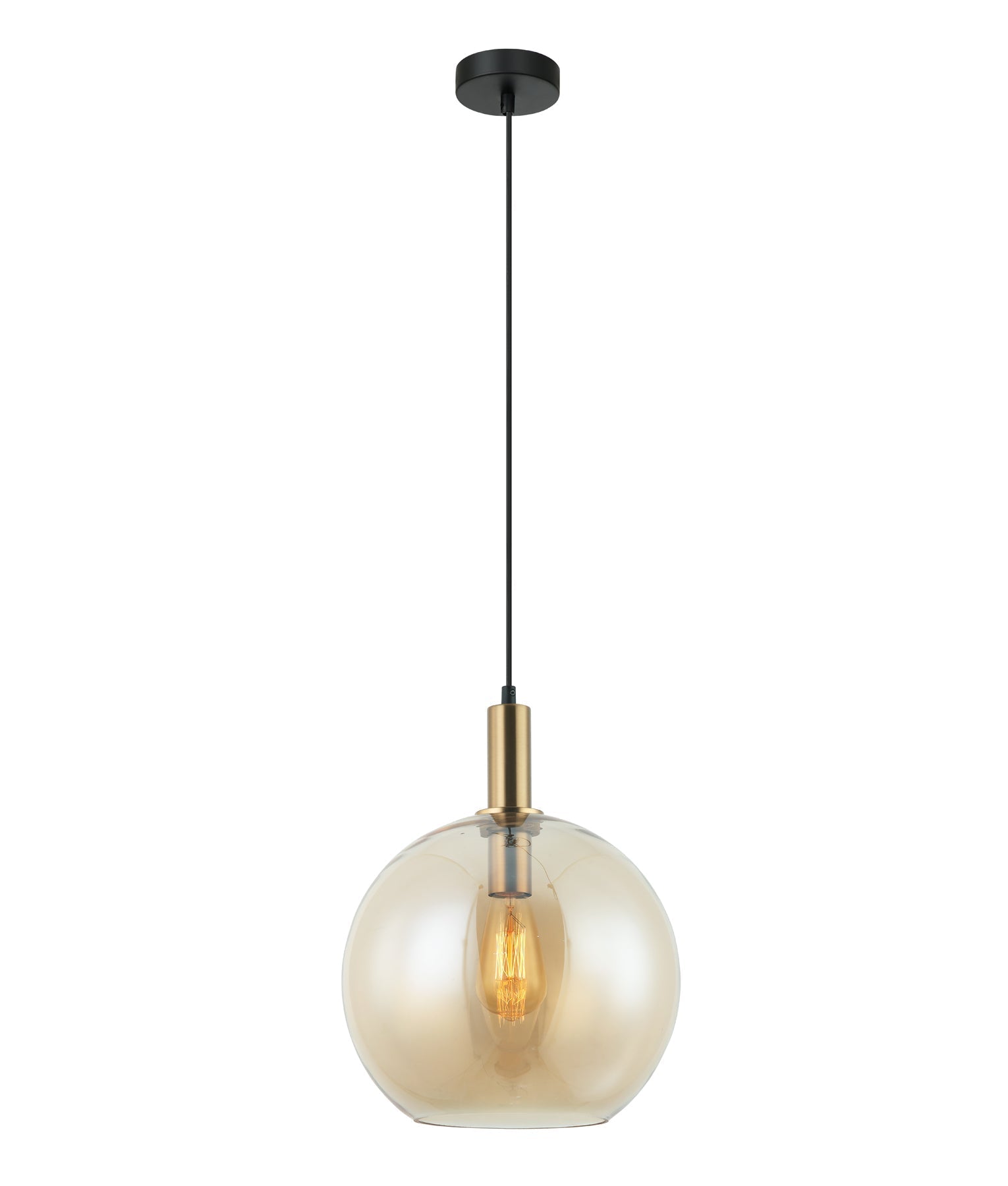 PATERA: Extended Bronze Highlighted Interior Glass Single Pendant Lights