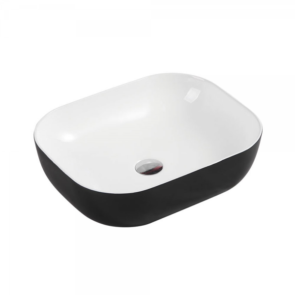 CHUR Rectangle Counter Top Basin in Stylish Black and White (500x405x150)