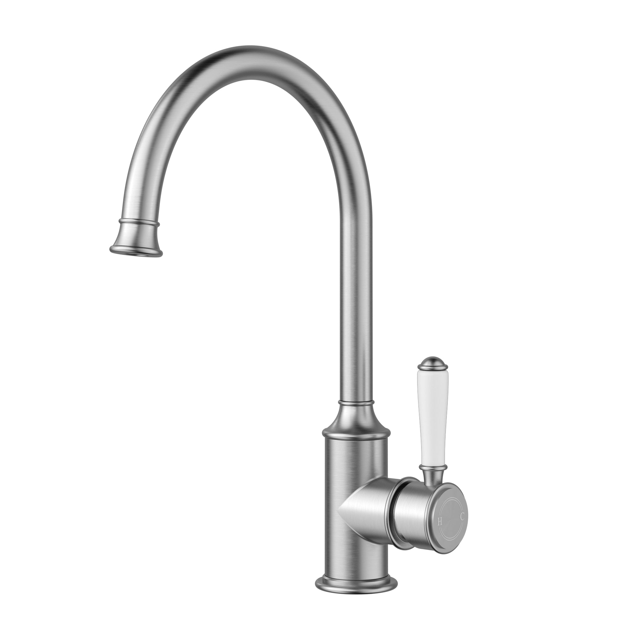 Brushed Nickel Clasico Style Gooseneck Sink Mixer with Premium Features