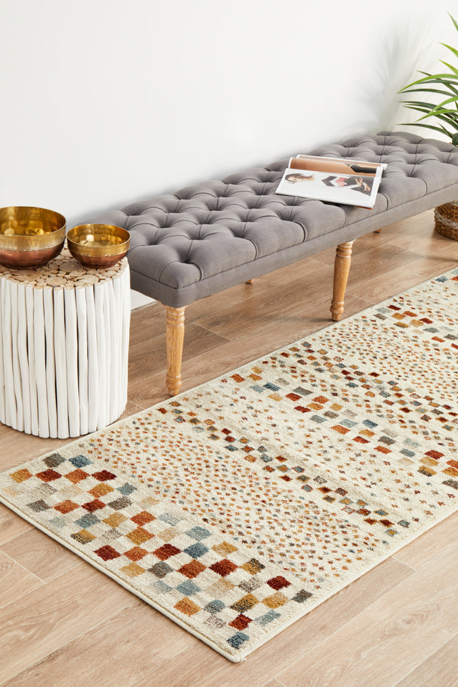 Exclusive Oxford Bone Runner Rug with Traditional Squares Design - Ideal for Any Space