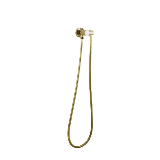 Hot Sale! Pentro Round Shower Holder Wall Connector & 1.5m Hose in Brushed Yellow Gold Finish