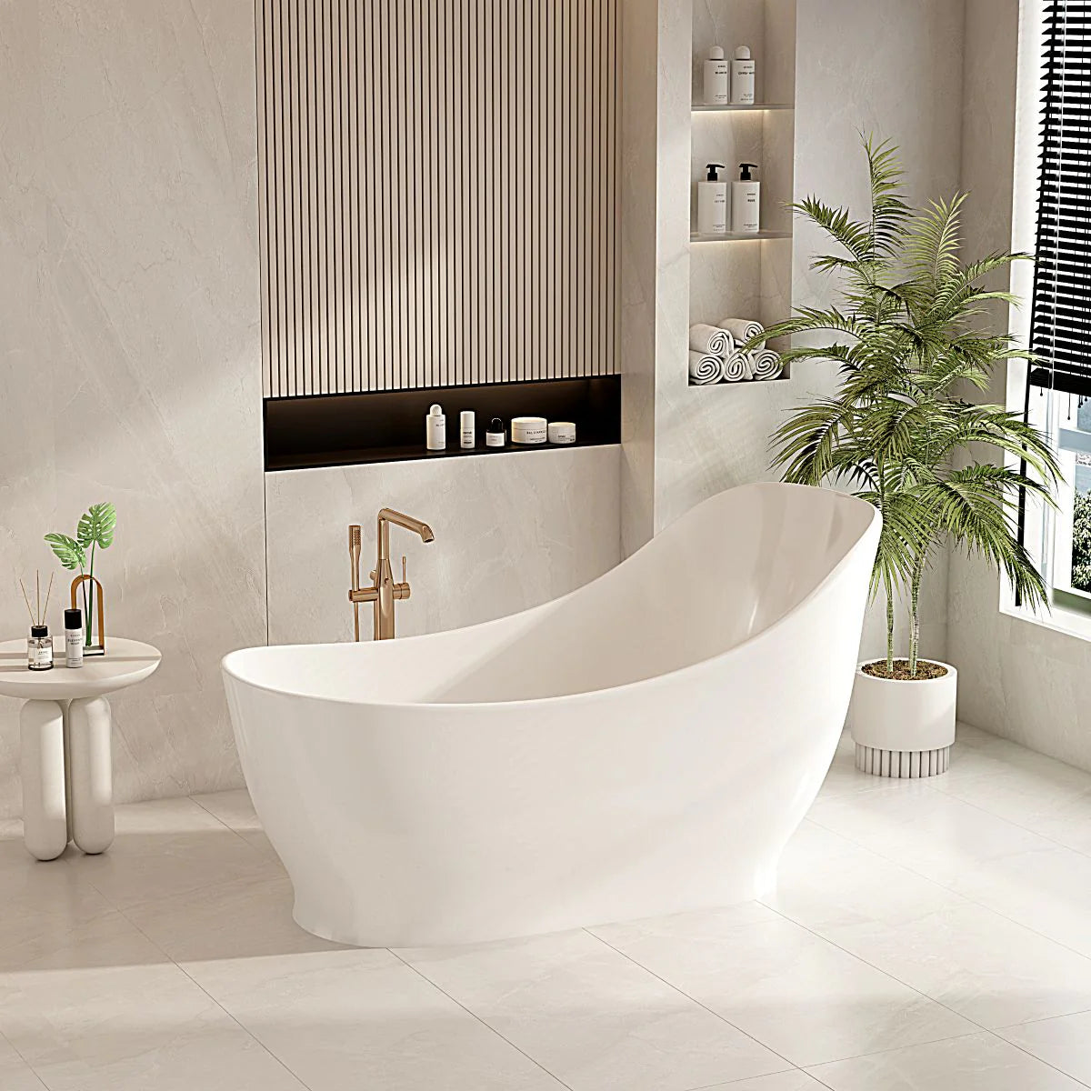 Clara Glossy White Freestanding Bathtub Available in 1500mm and 1700mm Sizes