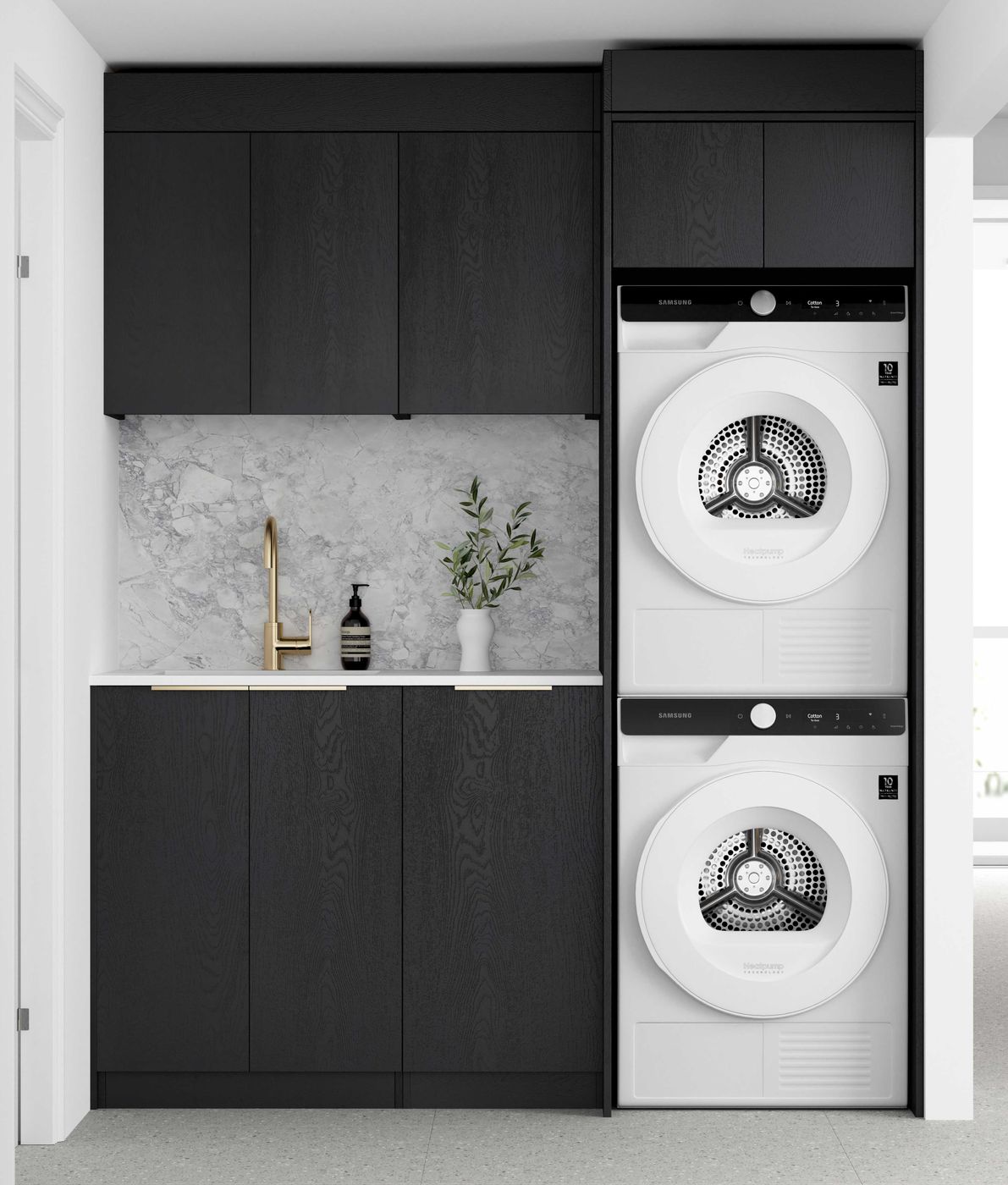 Hot Sale! Byron Black Oak Laundry Cabinet Set 1715x600x2100 (Style C)